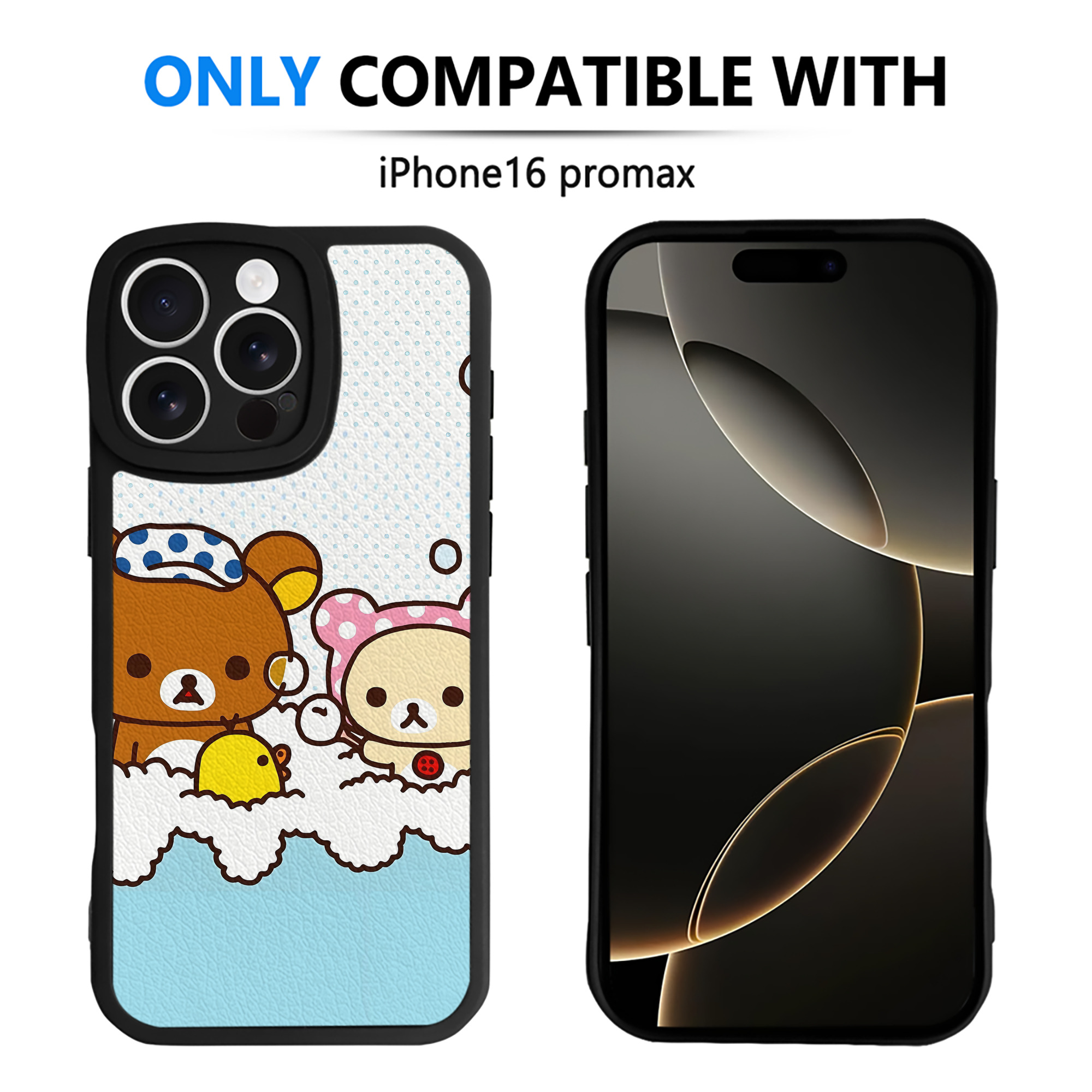 （画像用） リラックマ リラックマ キイロイトリ Rilakkuma Korilakkuma Kiiroitori 【iPhone 16シリーズ対応】シリコンスマホケース（レザー調） 材質：シリコン